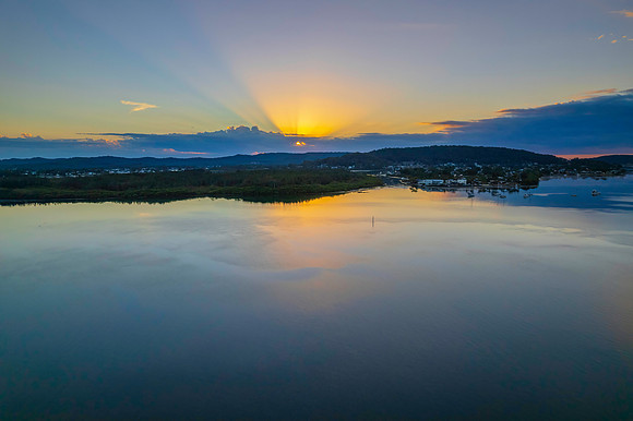 Sunrise waterscape over the bay