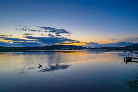 Sunrise waterscape over the bay