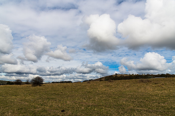 Low and medium clouds over the countryside