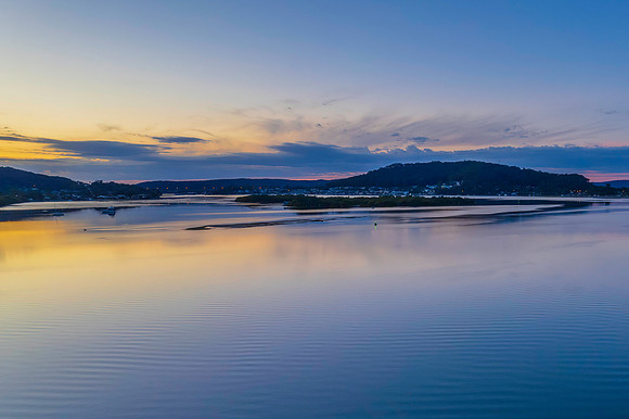 Sunrise waterscape over the bay