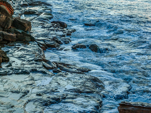 Early morning rocks and the sea