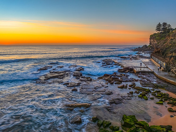 Sunrise at the Seaside with an Orange Horizon