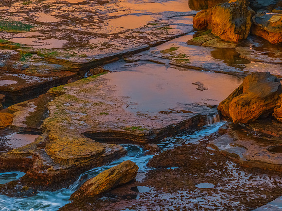 Winter seascape top down views over the rock platform