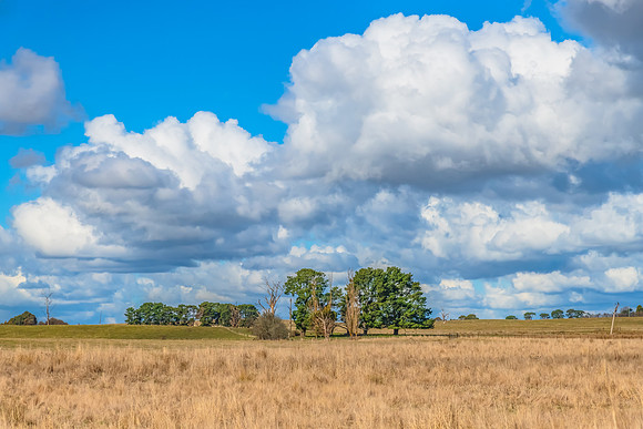 Clouds and a Winter sky over rural land