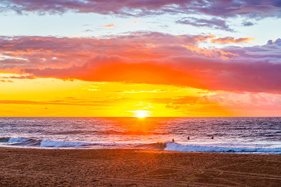 Sunrise at the Seaside with rain clouds