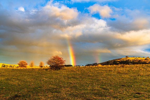 Rainbow over the rural countryside