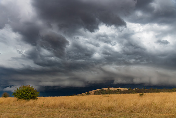 Wild storm approaching over the rural countryside