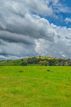 Stormy skies over the rural countryside