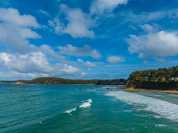 Clouds and the sea on a beautiful spring day at the coast