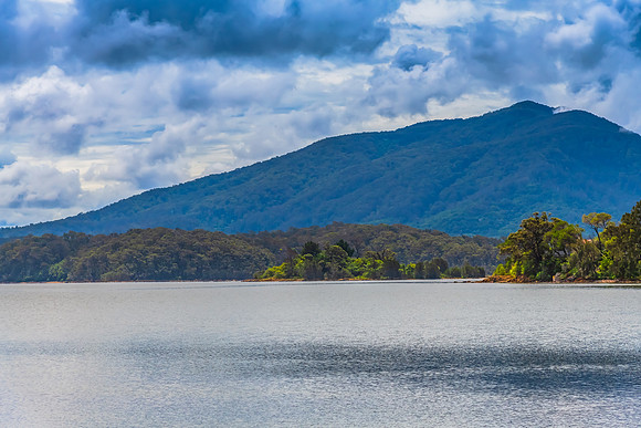 After the rain at Wallaga Lake with mountain backdrop