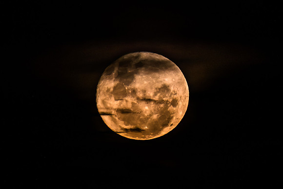 June's Full moon, Strawberry Moon with bands of clouds