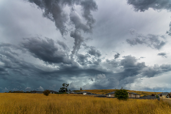 Stormy skies over the rural countryside