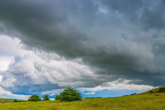 Stormy skies over the rural countryside