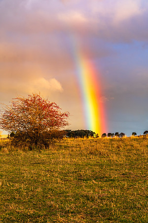 Rainbow over the rural countryside