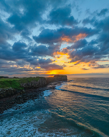 Aerial sunrise views over Bombo Beach at Kiama