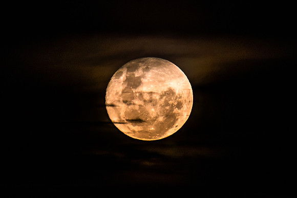 June's Full moon, Strawberry Moon with bands of clouds