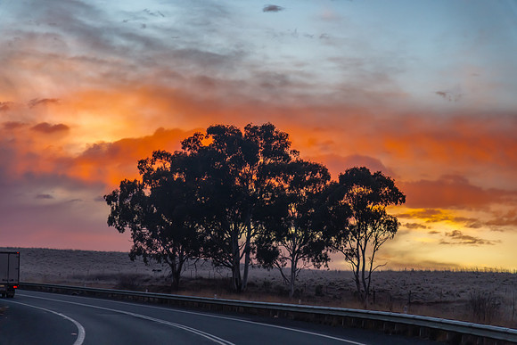 Winter Sunrise over the Australian countryside on the outskirts