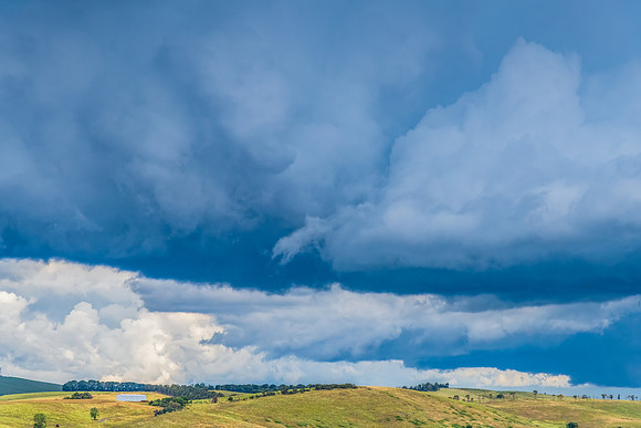Stormy skies over the rural countryside