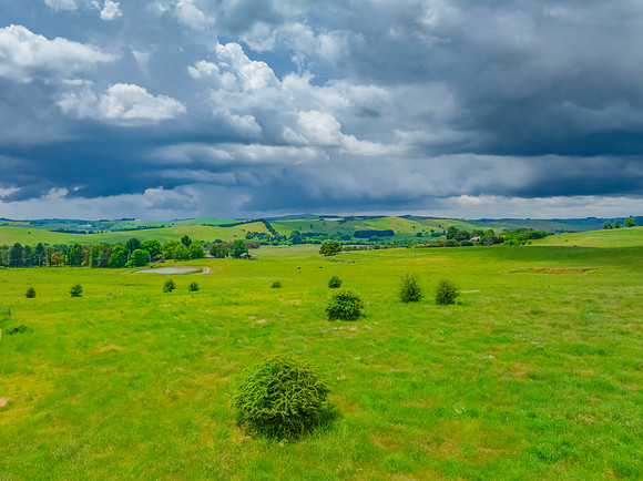 Stormy skies over the rural countryside