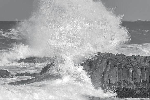 Turbulence - A wild day at the seaside in black and white