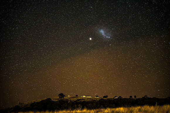 The house on the hill under the Celestial Night Sky and Diffuse