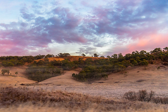 Winter Sunrise over the Australian countryside on the outskirts