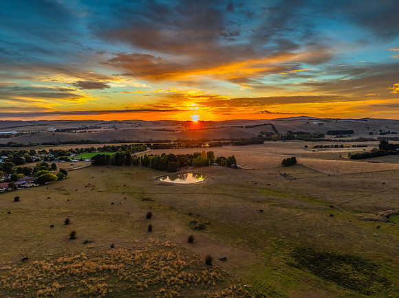 Sunrise light over the countryside