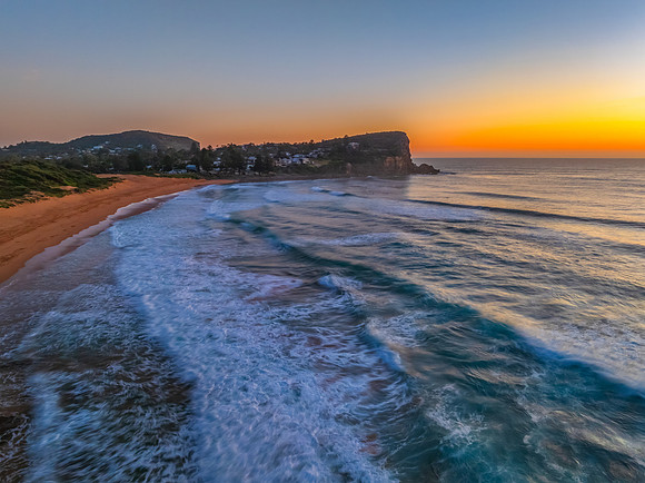 Sunrise at the Seaside with an Orange Horizon