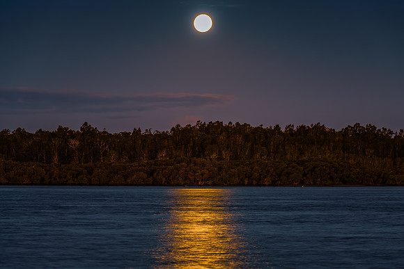 Full Moon Rising at the Waterfront
