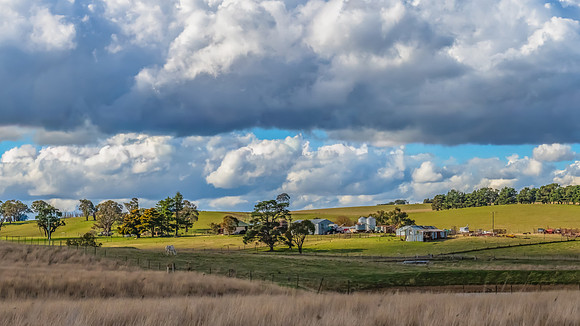 Clouds and a Winter sky over rural land