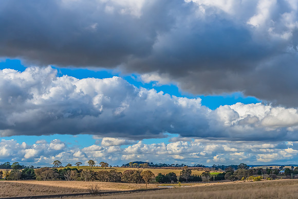 Clouds and a Winter sky over rural land