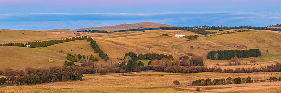 Aerial Winter Rural Sunset Panorama