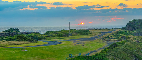 Aerial sunrise views over Bombo Beach at Kiama
