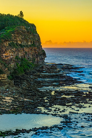 Sunrise seascape with clear skies