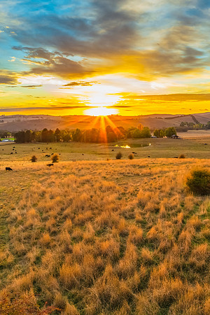 Sunrise light over the countryside