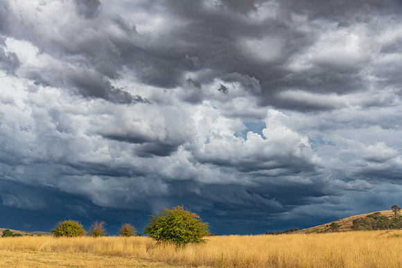Wild storm approaching over the rural countryside