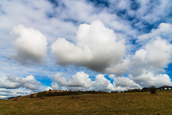 Low and medium clouds over the countryside