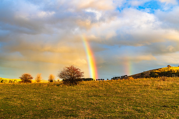 Rainbow over the rural countryside
