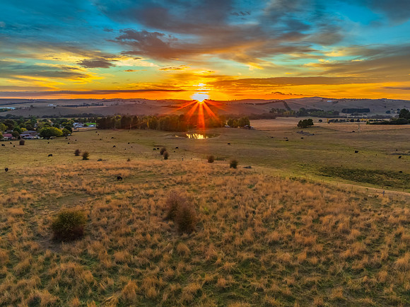 Sunrise light over the countryside