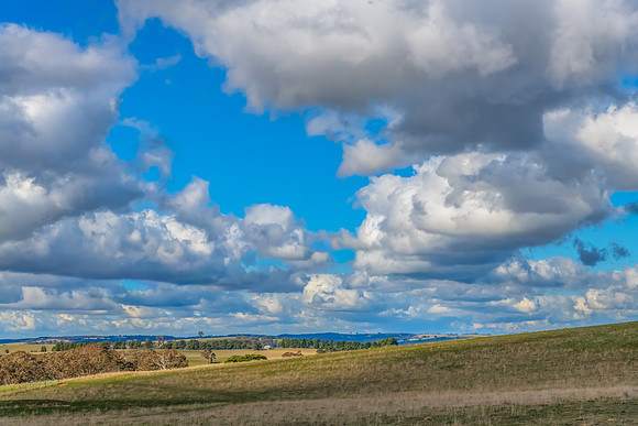 Clouds and a Winter sky over rural land