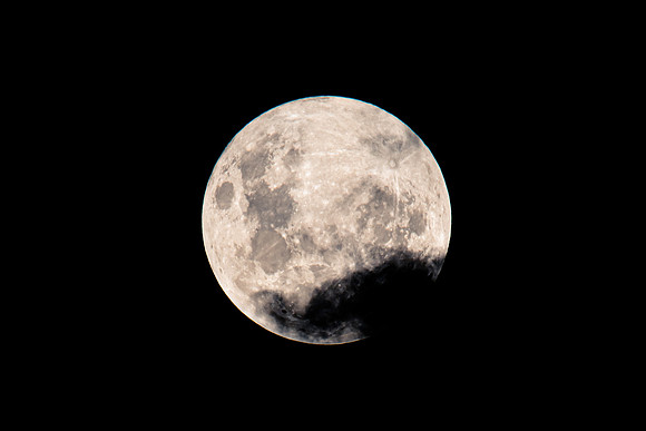 Partial Lunar Eclipse - Blood Moon, Full Moon and clouds