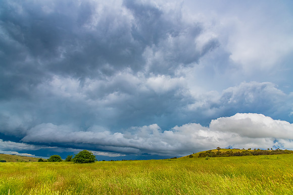 Stormy skies over the rural countryside