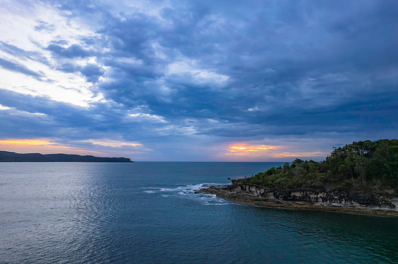 Cloudy sunrise seascape as a storm moves on