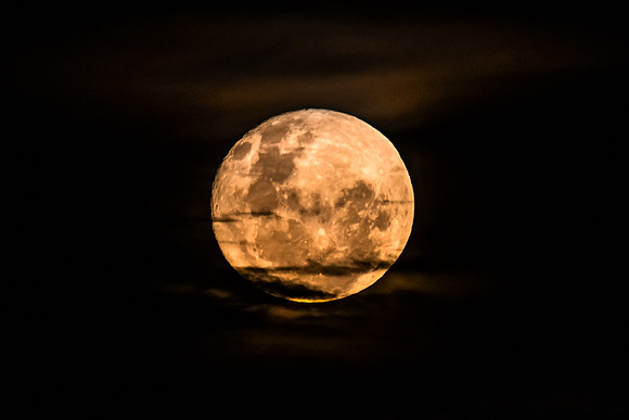 June's Full moon, Strawberry Moon with bands of clouds