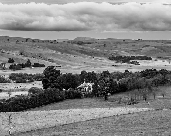 Twilight skies with cloud cover over the countryside