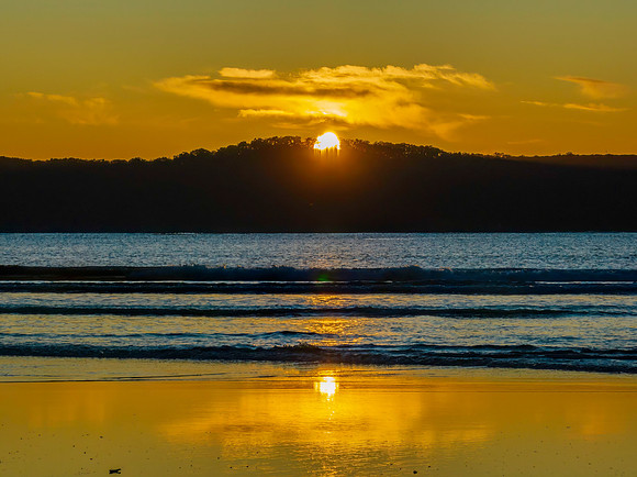 Aerial sunrise at the beach