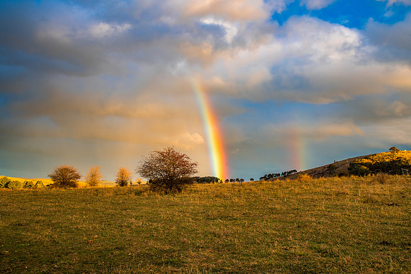 Rainbow over the rural countryside