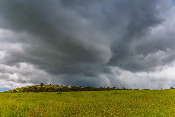 Stormy skies over the rural countryside