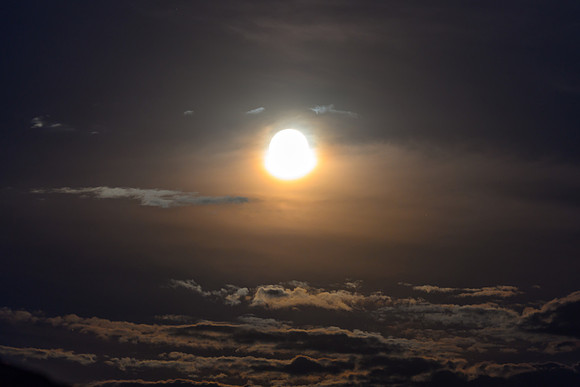 Partial Lunar Eclipse - Blood Moon, Full Moon and clouds