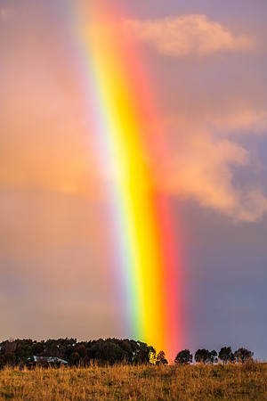 Rainbow over the rural countryside